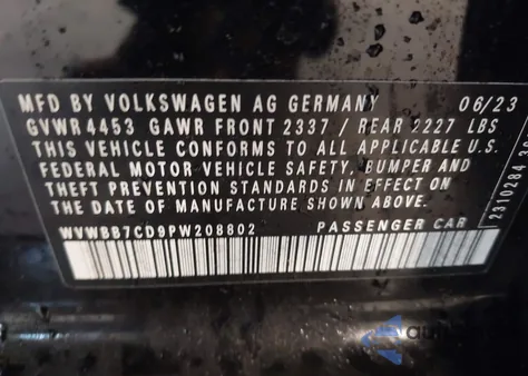 2023 Volkswagen Golf R 2.0T 20Th Anniversary Edition z USA, uszkodzony, nr VIN WVWBB7CD9PW208802